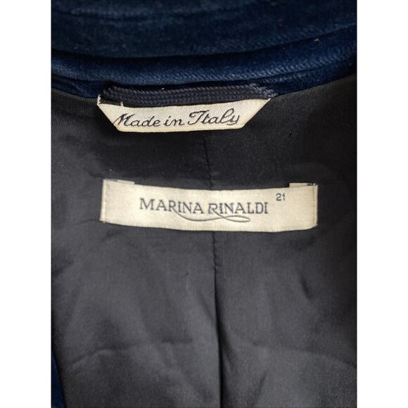 Marina Rinaldi Jacket Blazer Velvet Velour Blue Two Button Notch Lapel 21 12 - Picture 5 of 7